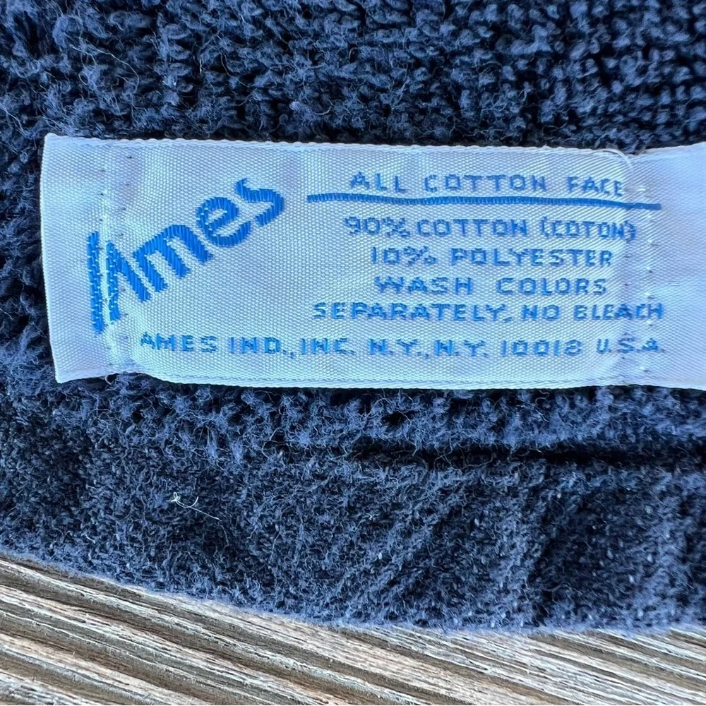 Vintage Ames Corvette Hand Towel Checkerboard Border Cotton Velour 16x30 GUC